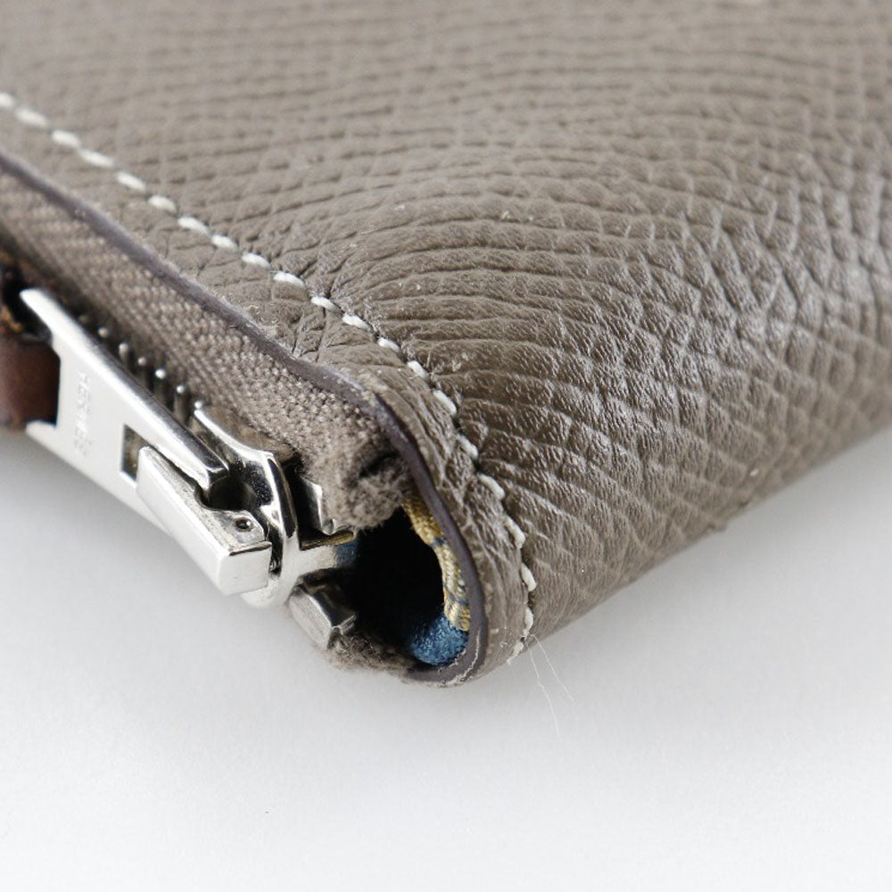 HERMES Long Wallet Purse Epsom, Silk gray Azap Long Silk Inn
