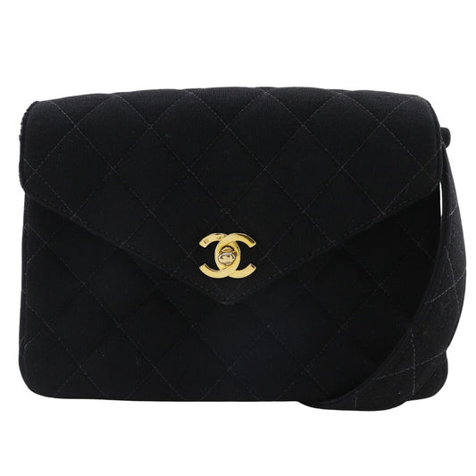 CHANEL Shoulder Bag cotton black COCO Mark Matrasse Women