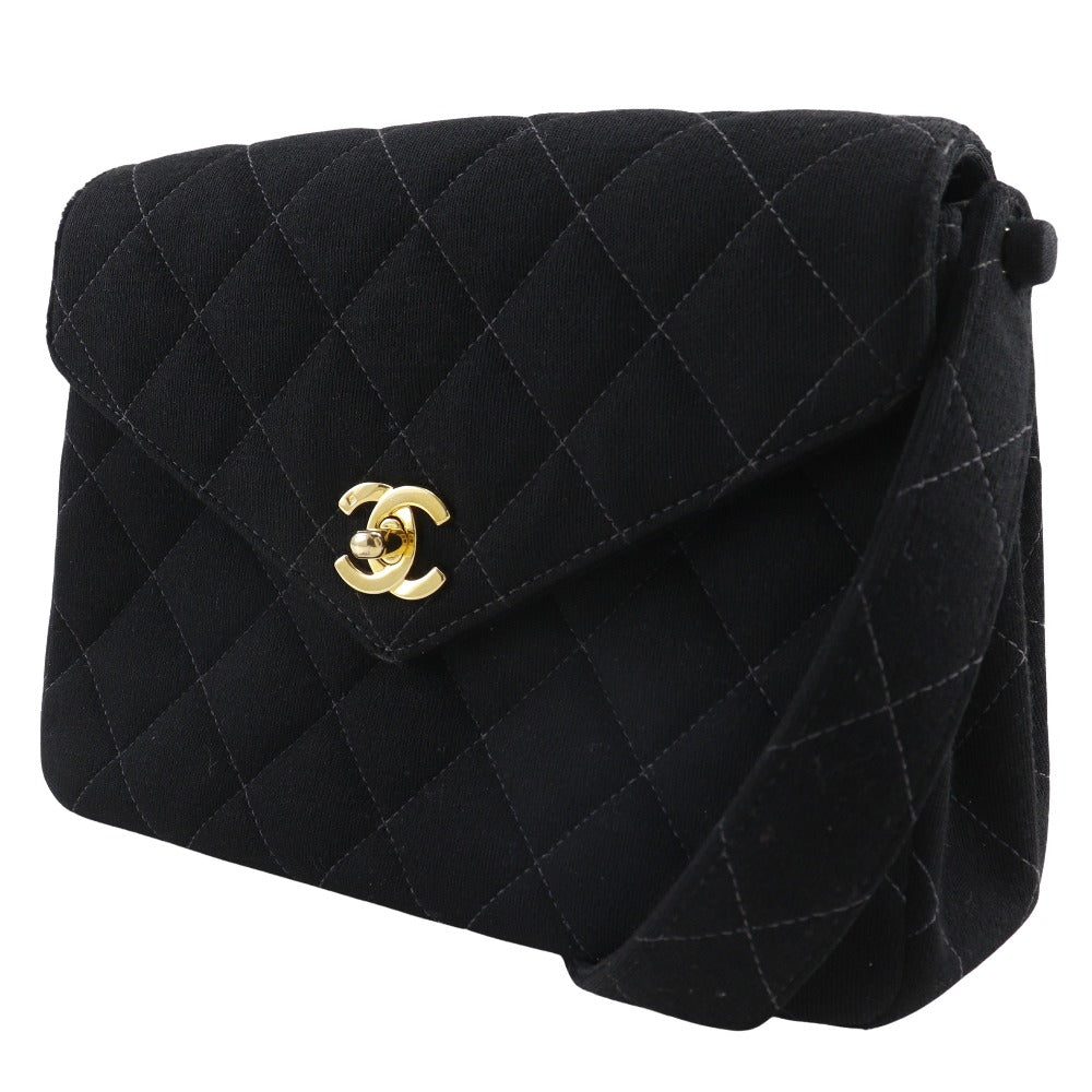 CHANEL Shoulder Bag cotton black COCO Mark Matrasse Women