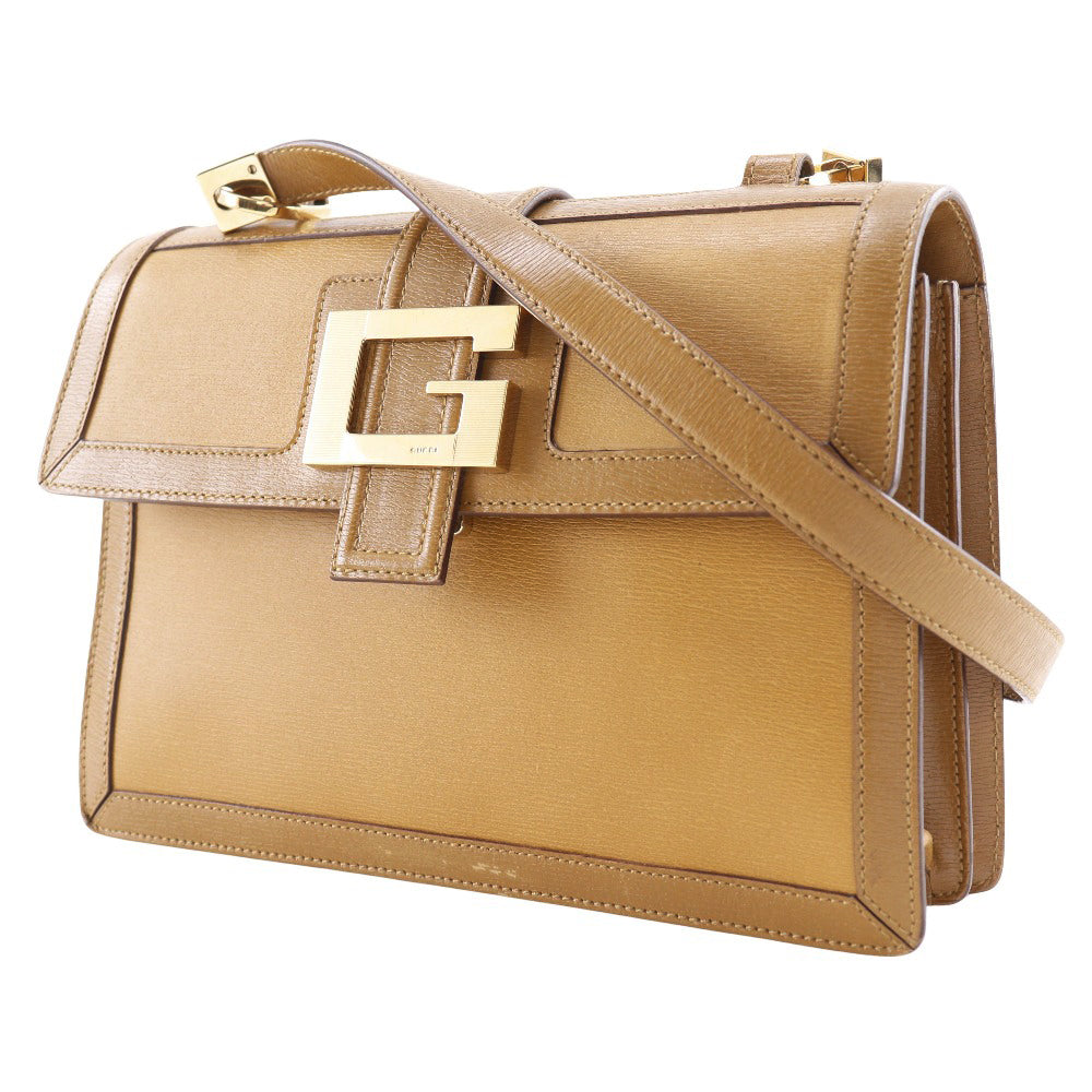 GUCCI Shoulder Bag 001.4140 Calfskin Brown G buckle Women