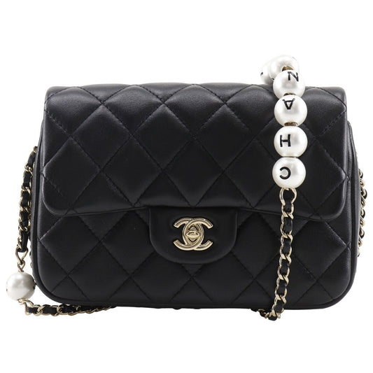 CHANEL Shoulder Bag AS1533 lambskin black Matrasse Pearl ChainShoulder Women