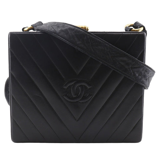 CHANEL Shoulder Bag lambskin black Vstitch Chevron COCO Mark Women