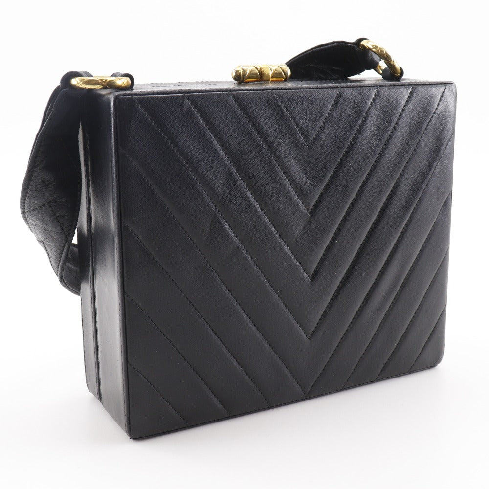 CHANEL Shoulder Bag lambskin black Vstitch Chevron COCO Mark Women