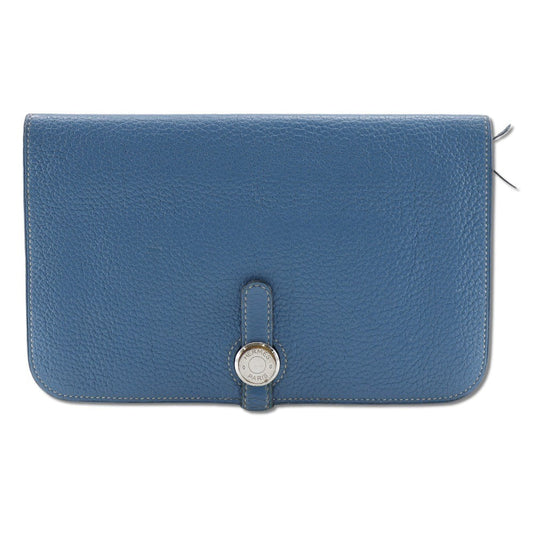 HERMES Long Wallet Purse Togo blue Dogon GM