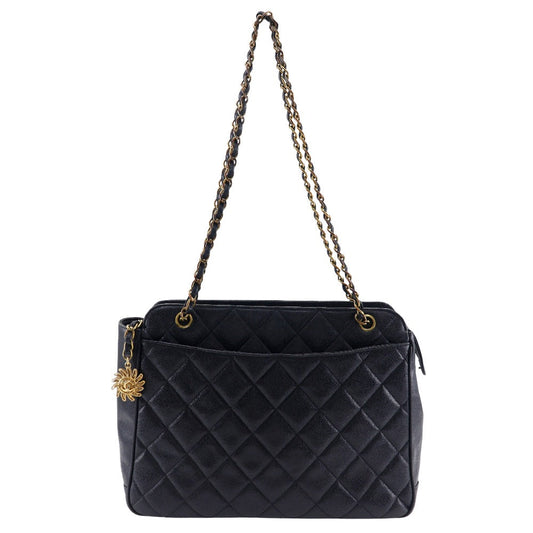 CHANEL Shoulder Bag Caviar skin black ChainShoulder Women
