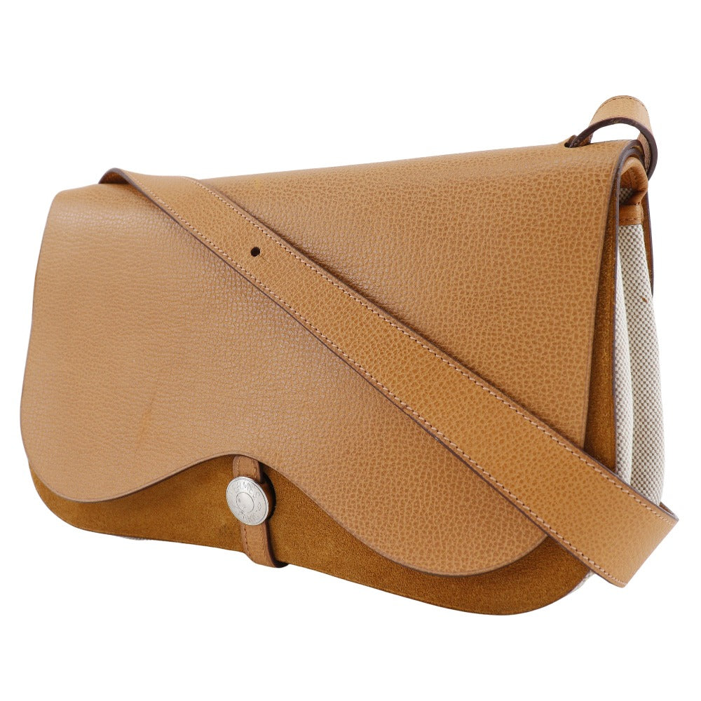 HERMES Shoulder Bag Toile H, Vache LiÃ¨ge Brown Sac Colorado MM