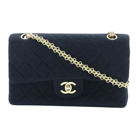 CHANEL Shoulder Bag Jersey black Matrasse ChainShoulder