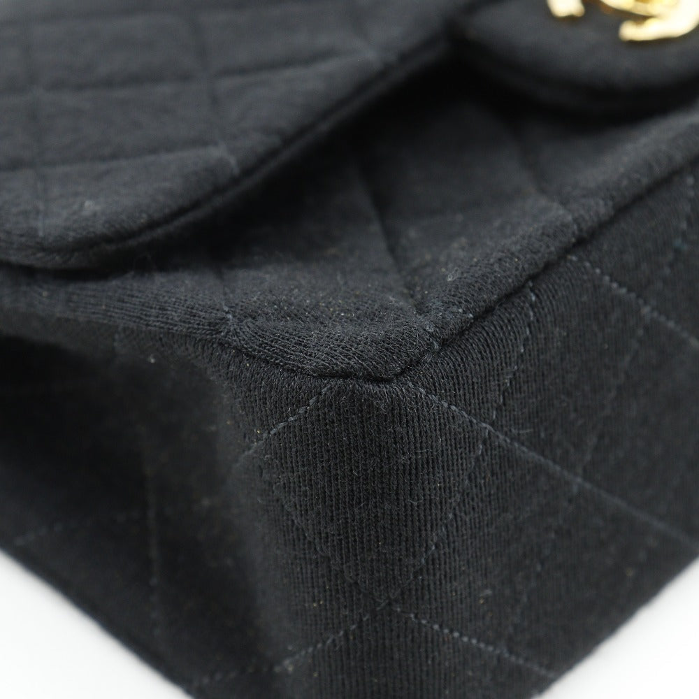 CHANEL Shoulder Bag Jersey black Matrasse ChainShoulder