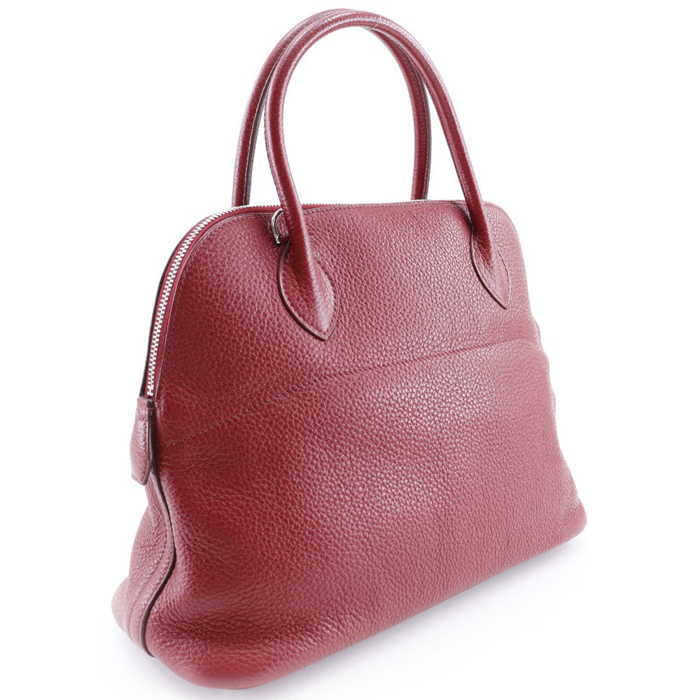 HERMES Handbag Taurillon Clemence Red/Silver Metal Bored 31 Women