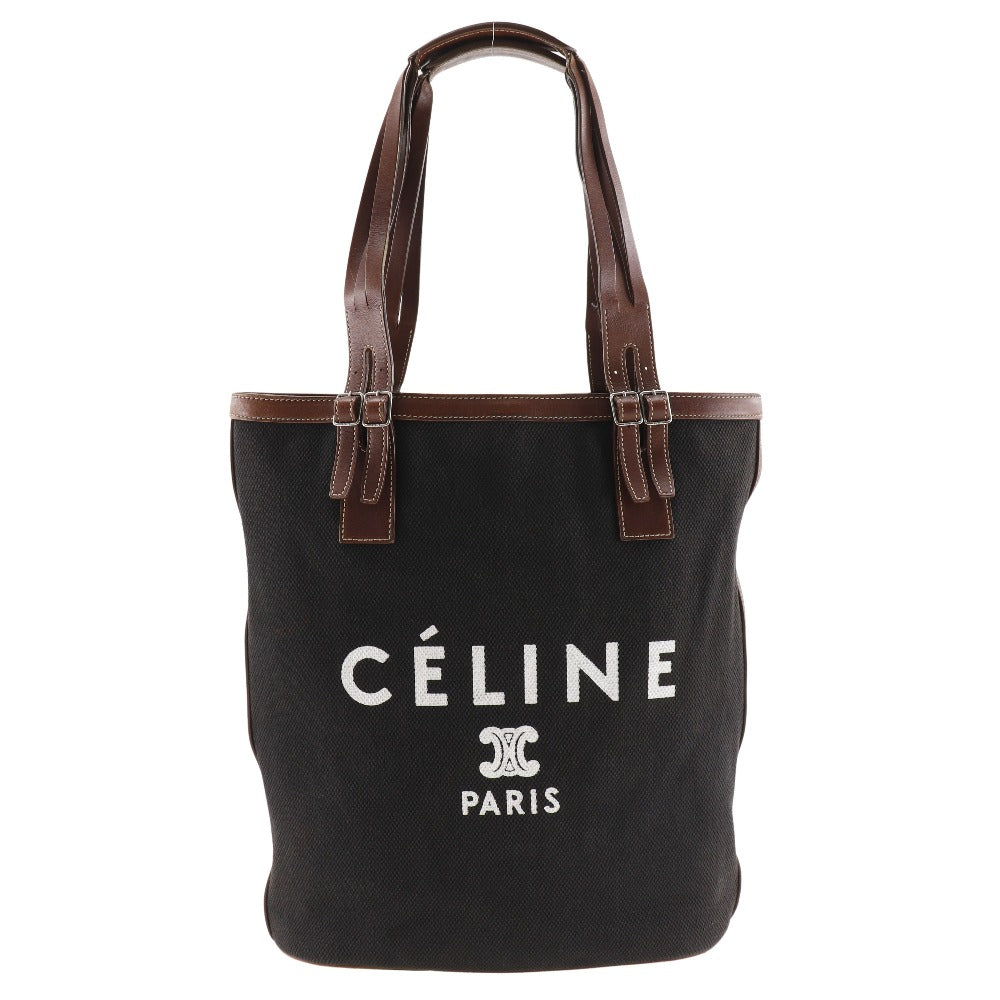 CELINE Tote Bag canvas black logo Women