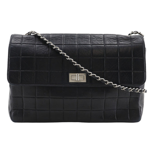 CHANEL Shoulder Bag lambskin black ChainShoulder 2.55 chocolate bar