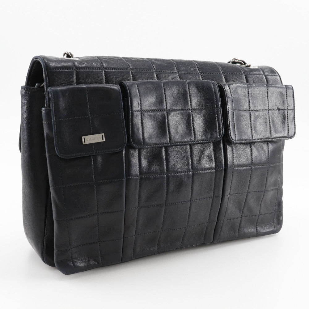 CHANEL Shoulder Bag lambskin black ChainShoulder 2.55 chocolate bar