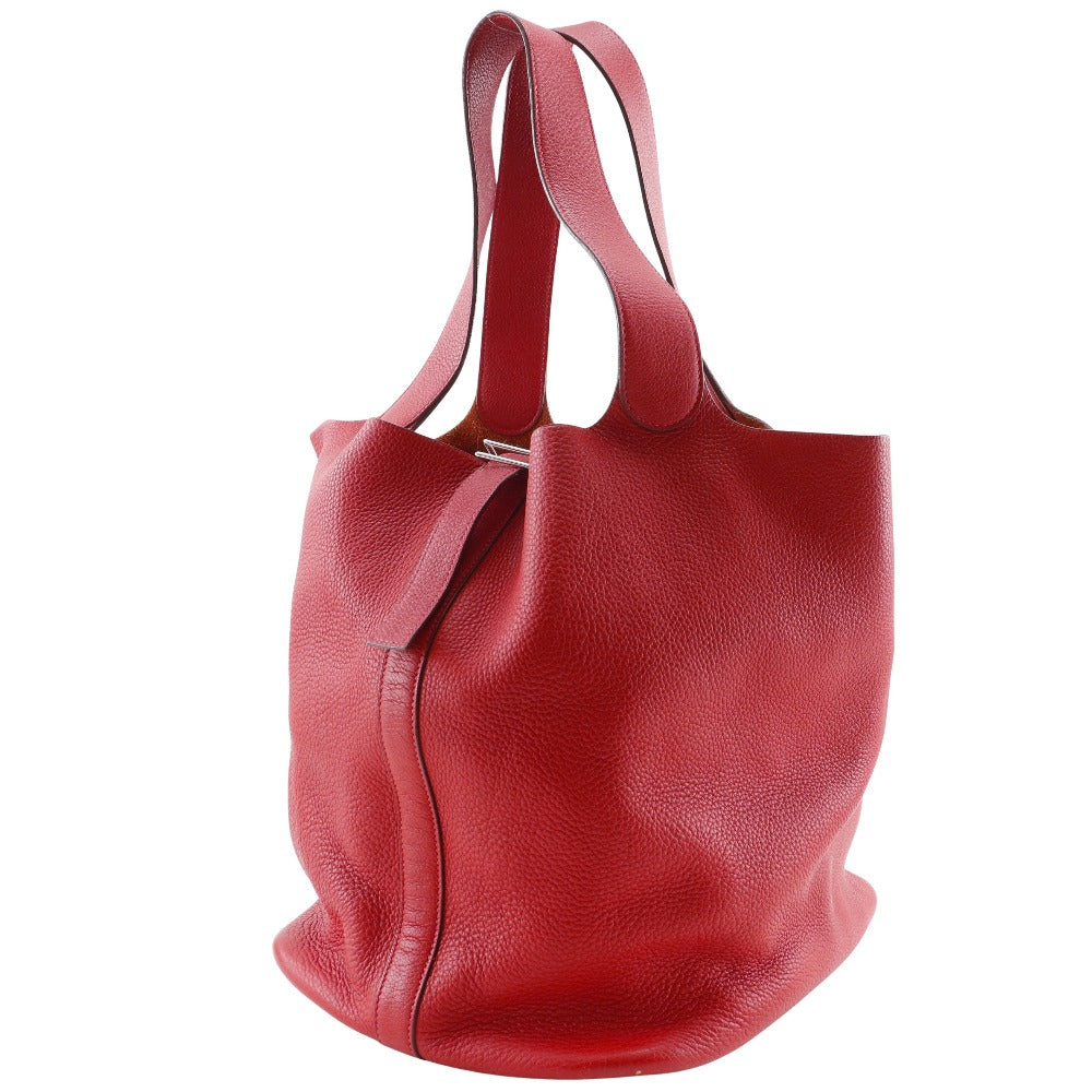 HERMES Tote Bag Taurillon Clemence Red Picotan TGM