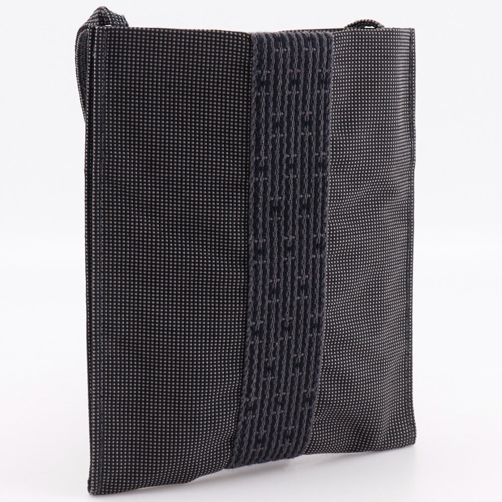 HERMES Shoulder Bag Nylon canvas gray Her Line Mini pochette
