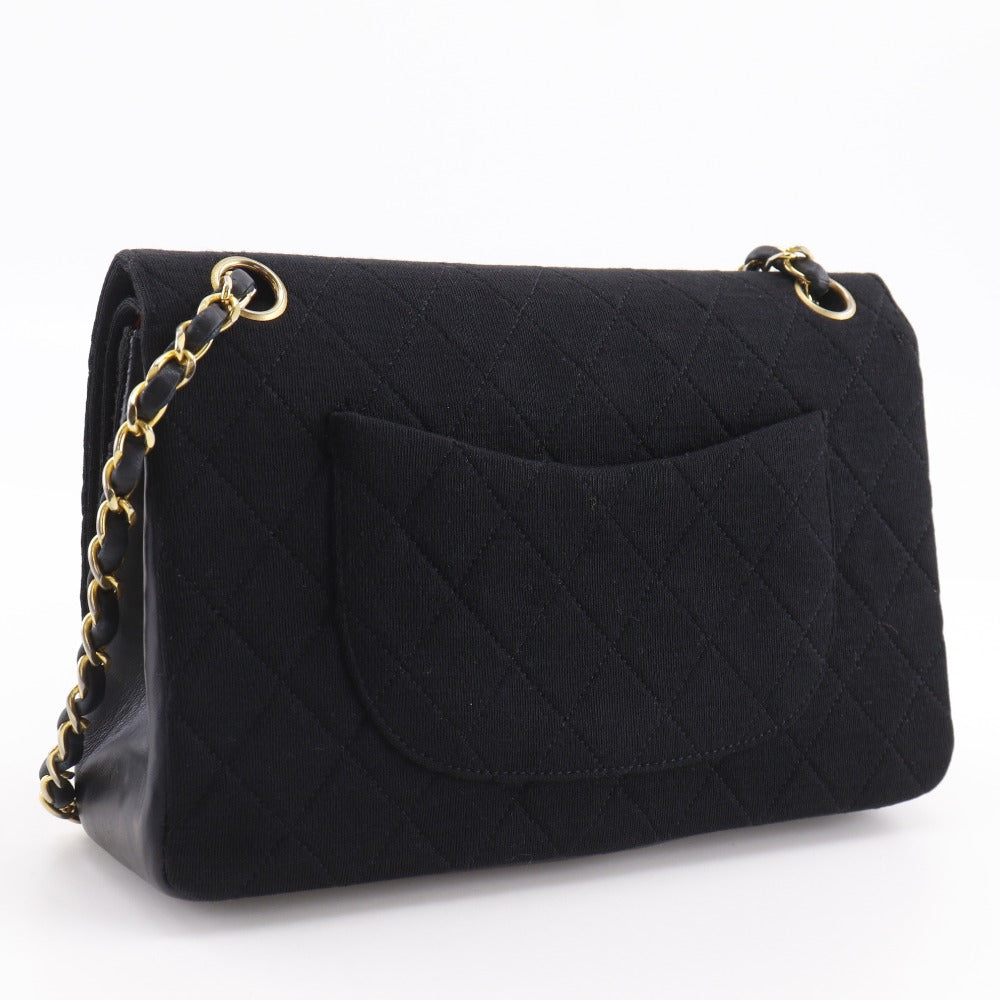 CHANEL Shoulder Bag Cotton, Leather black Double flap Matrasse 25
