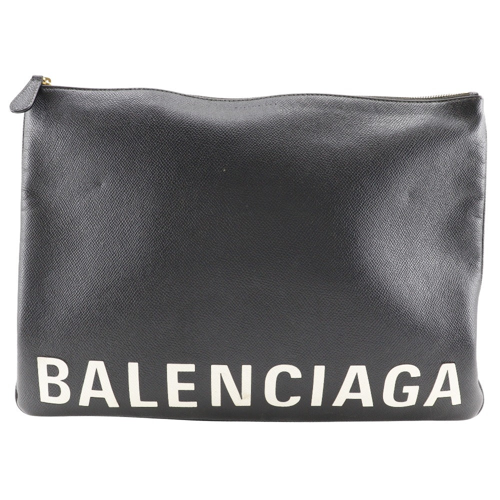 BALENCIAGA Clutch bag leather black logo unisex(Unisex)