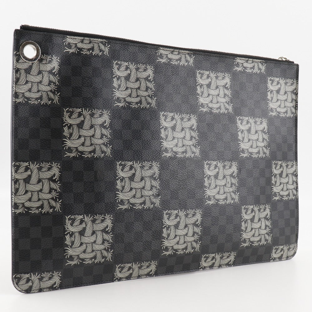 LOUIS VUITTON Clutch bag Damier Grafitto Canvas black Christopher nemes Pochette Jules GM mens