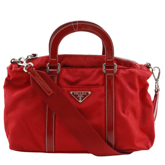 PRADA Handbag Nylon Red 2WAYShoulder