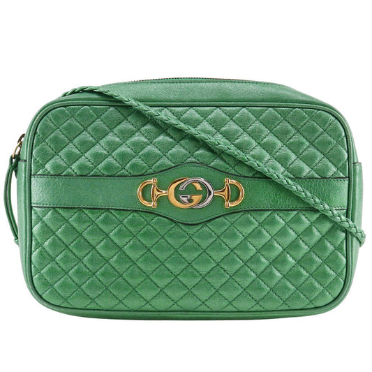 GUCCI Shoulder Bag 541061 leather Green Horsebit Trapuntato