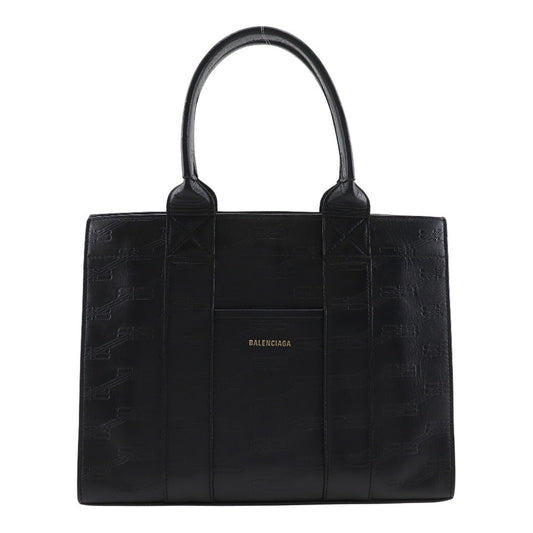 BALENCIAGA Handbag 714187 leather black BB monogram hardware