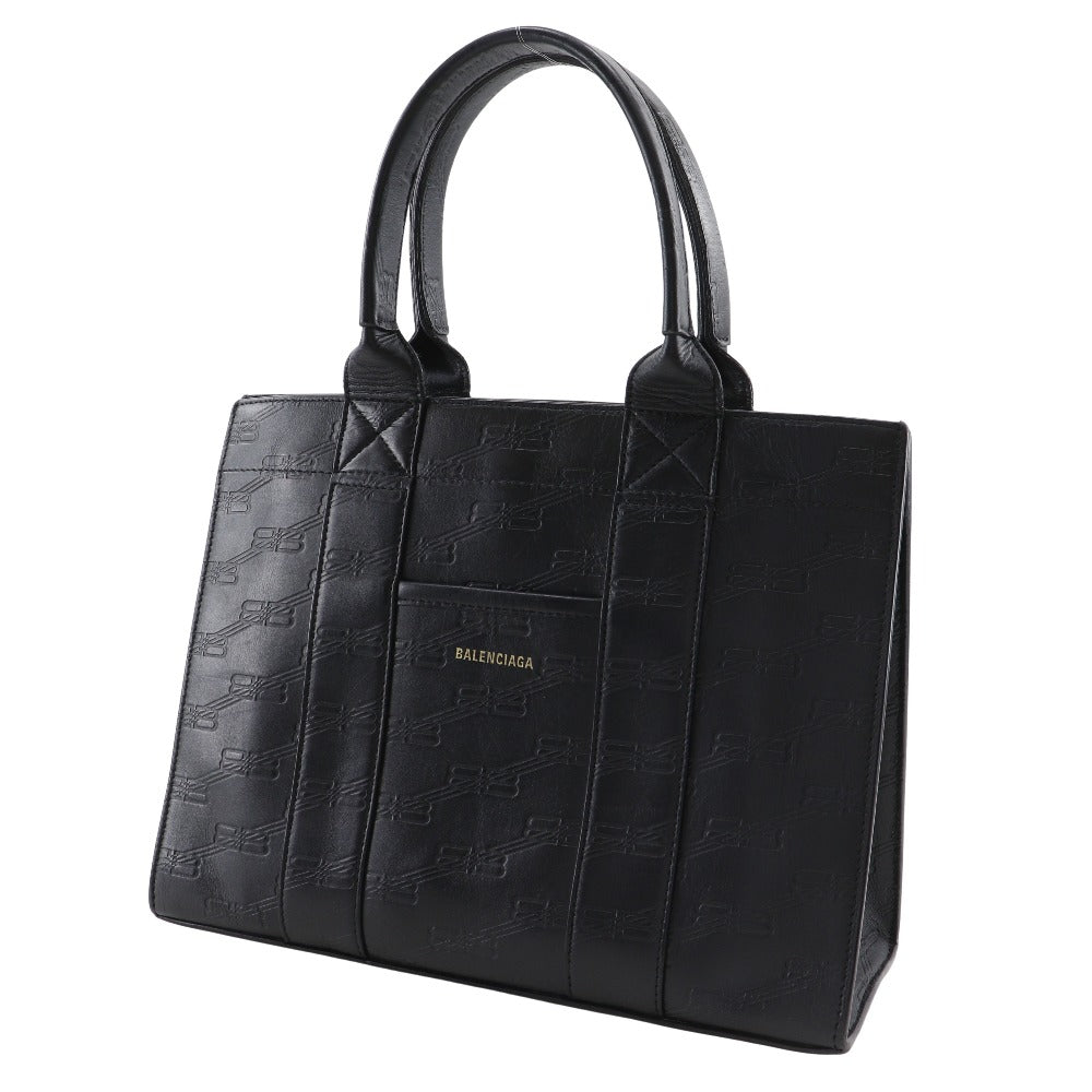 BALENCIAGA Handbag 714187 leather black BB monogram hardware