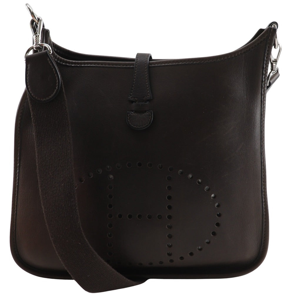 HERMES Shoulder Bag Calfskin Brown Evelyn Evelyn PM