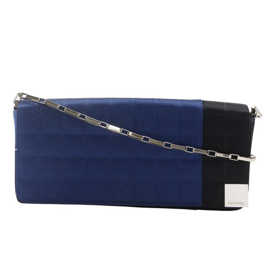 CHANEL Shoulder Bag A17829 Satin Blue ChainShoulder Chocolate bar