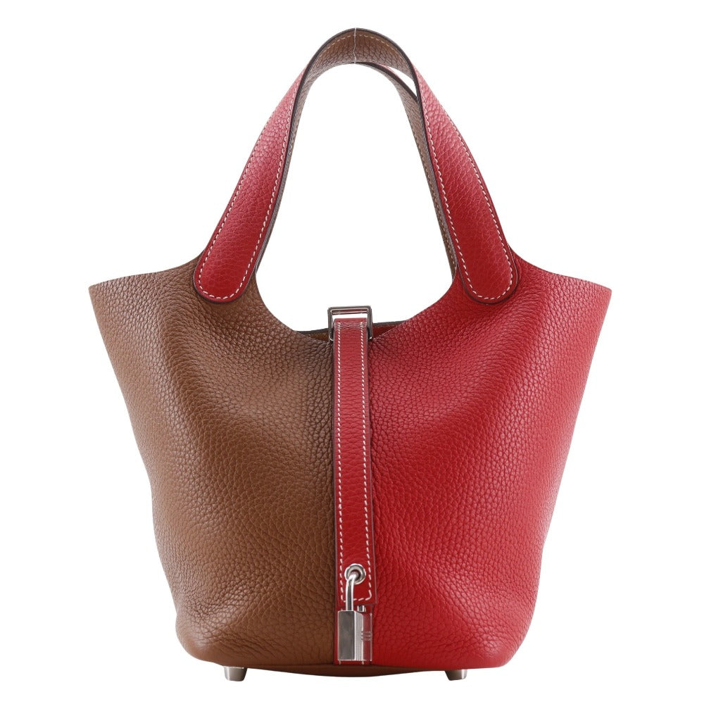 HERMES Handbag Taurillon Clemence White / red By color Picotin Lock Kazak