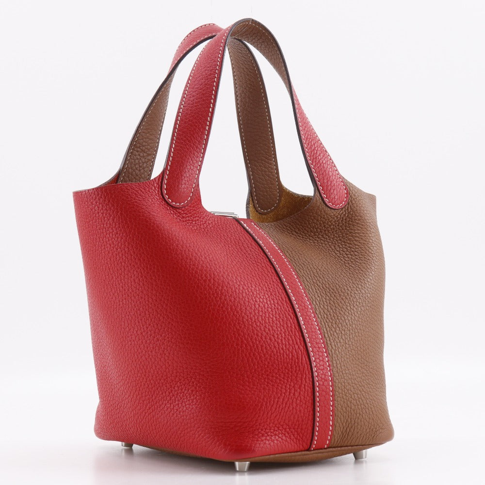 HERMES Handbag Taurillon Clemence White / red By color Picotin Lock Kazak