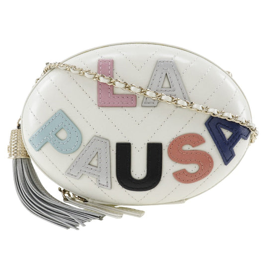 CHANEL Shoulder Bag Calfskin White La Pauza ChainShoulder Women