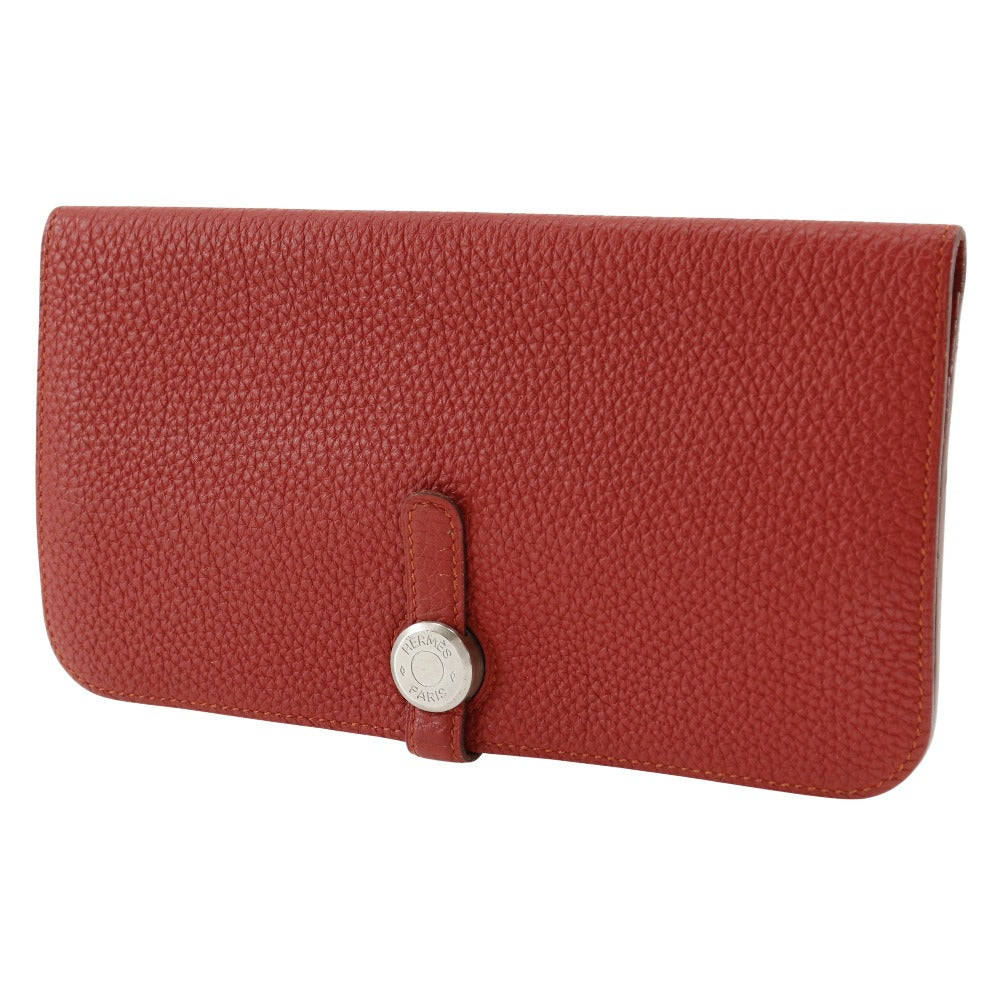HERMES Long Wallet Purse Togo Red Dogon Long Women