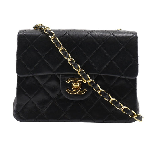 CHANEL Shoulder Bag lambskin black Matrasse Mini ChainShoulder Women