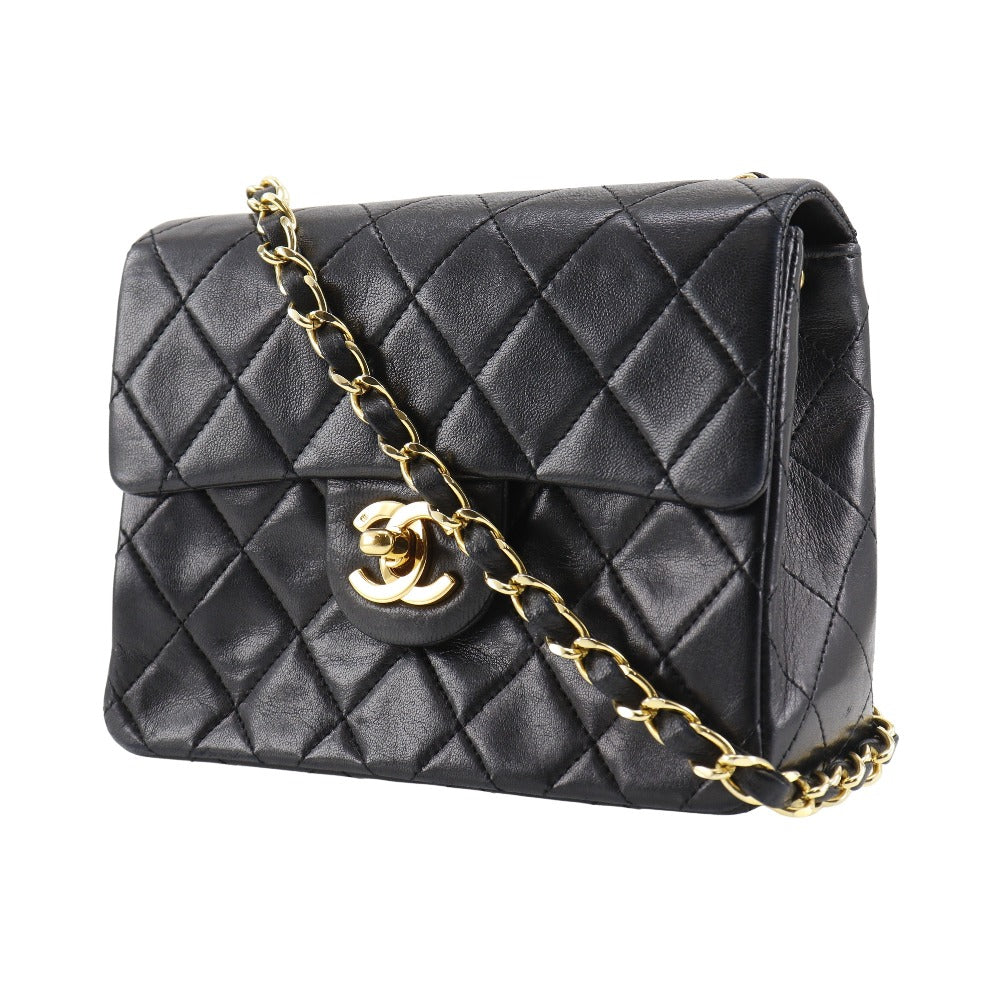 CHANEL Shoulder Bag lambskin black Matrasse Mini ChainShoulder Women