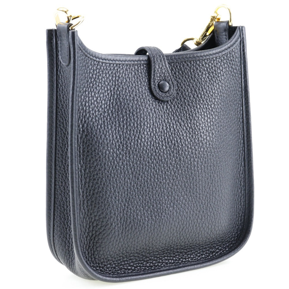 HERMES Shoulder Bag Taurillon Clemence Black/Gold Metal Amazone Evelyn TPM Women