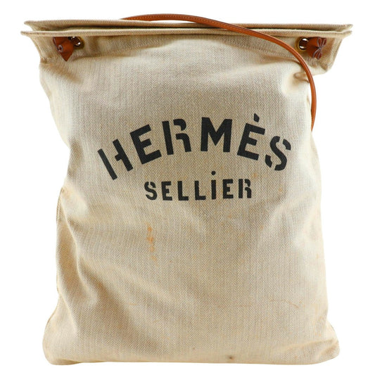HERMES Shoulder Bag canvas beige Alain GM Women