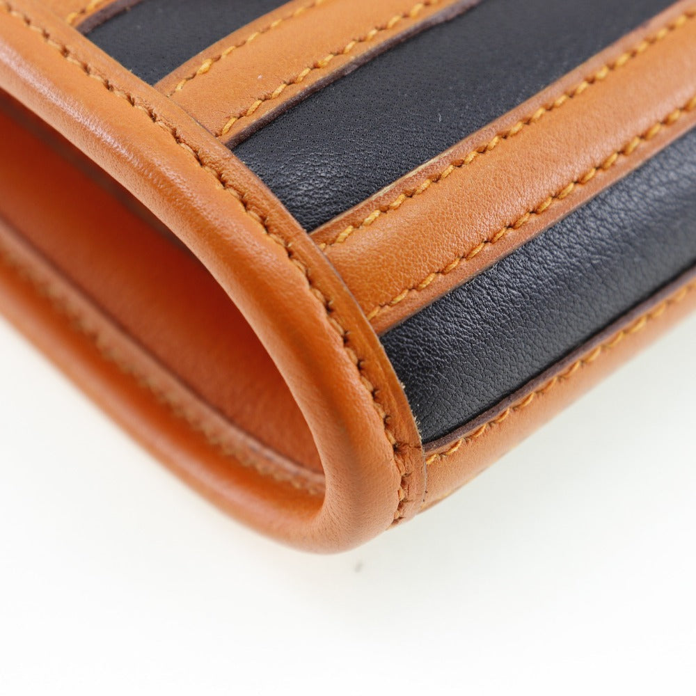 HERMES Shoulder Bag leather Orange / black Women