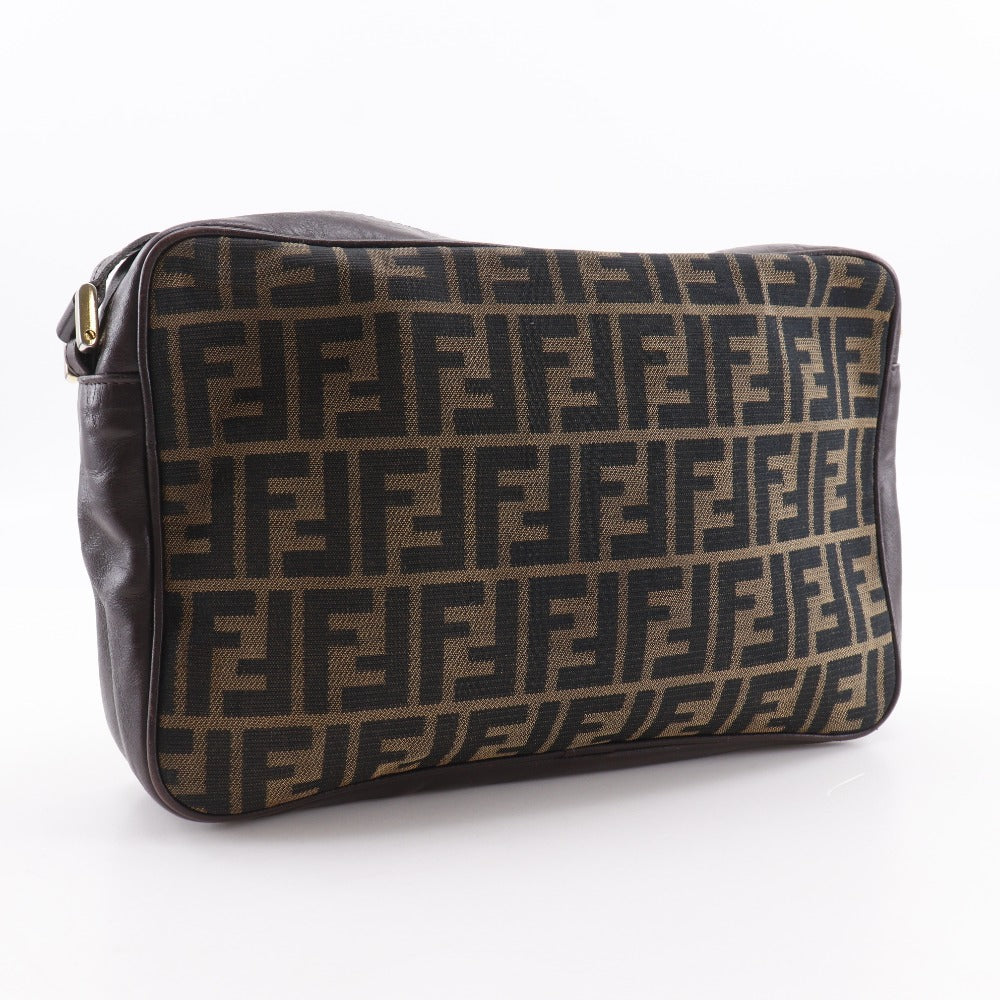 Fendi Zucca Nylon Canvas Leather Shoulder Bag
