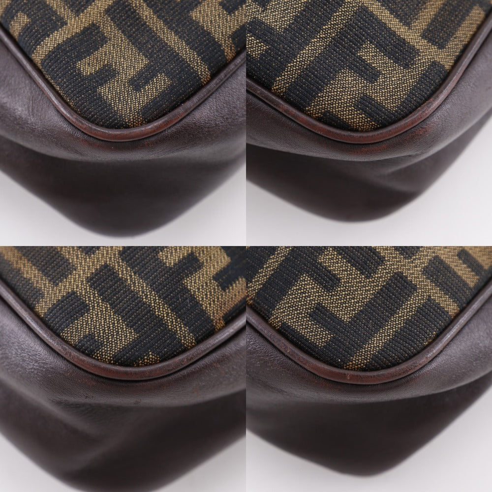 Fendi Zucca Nylon Canvas Leather Shoulder Bag