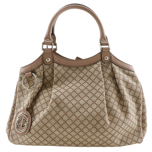 GUCCI Handbag 211944 canvas Beige / pink Diamante Sukey bag Women