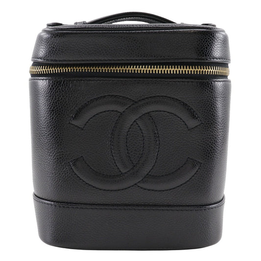 CHANEL Pouch A01998 Caviar skin black Handbag Vanity Women