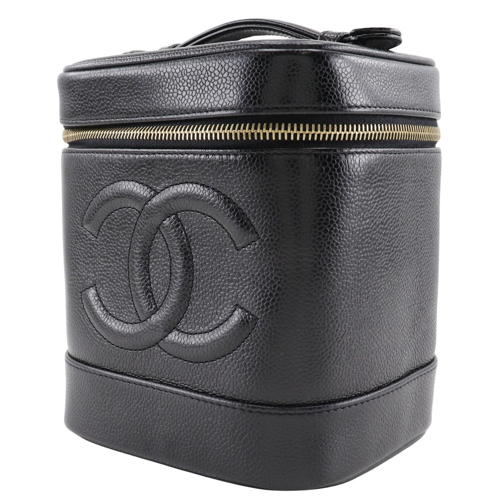 CHANEL Pouch A01998 Caviar skin black Handbag Vanity Women
