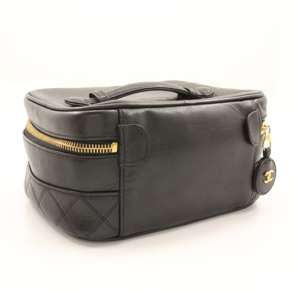 CHANEL Pouch lambskin black Handbag Bicolole Vanity Women