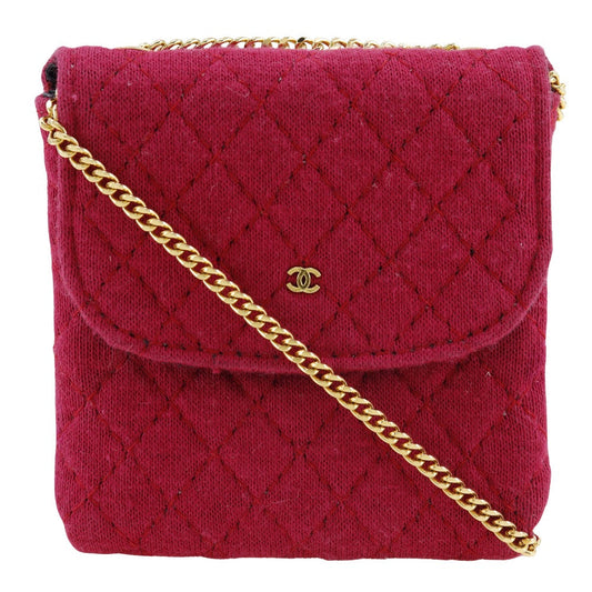 CHANEL Shoulder Bag cotton pink micro Chain pouch Women