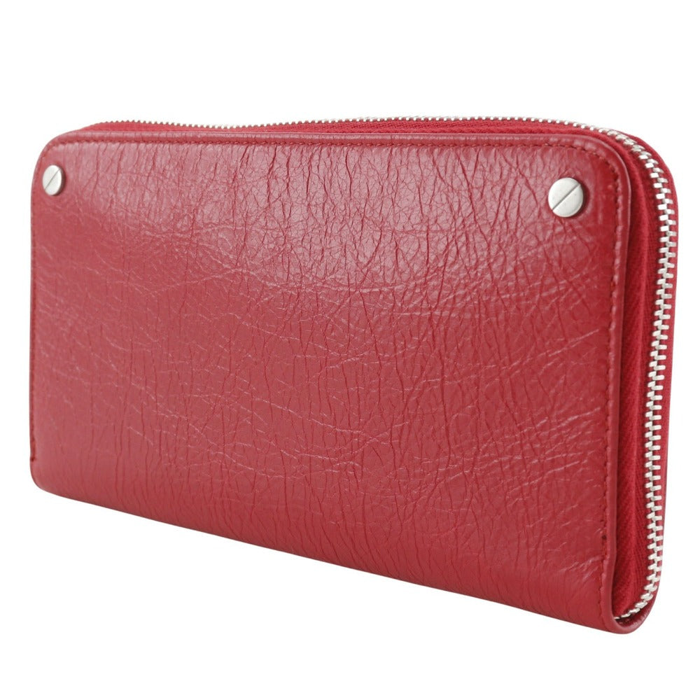 BALENCIAGA Long Wallet Purse 541996 Calfskin Red Zip Around Women