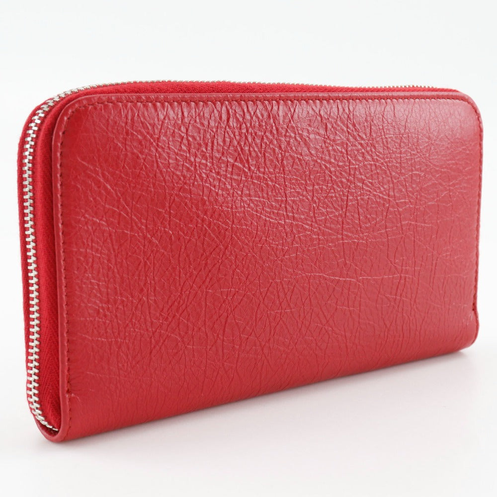 BALENCIAGA Long Wallet Purse 541996 Calfskin Red Zip Around Women