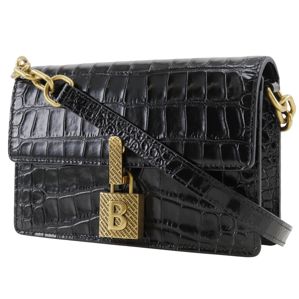 BALENCIAGA Shoulder Bag Embossed leather black 2-way clutch Mini Shoulder Women
