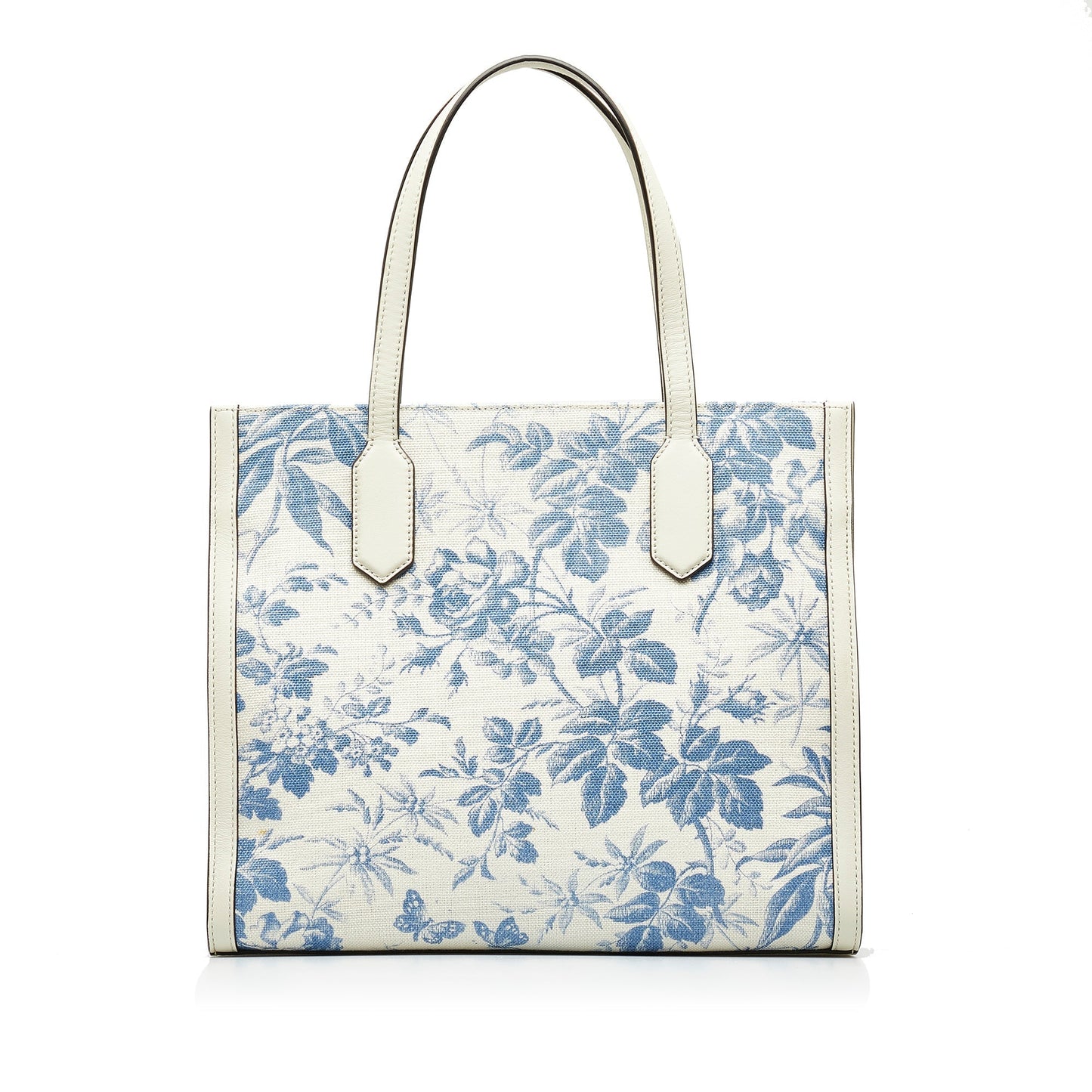 Gucci White Leather Canvas Tote Style 1
