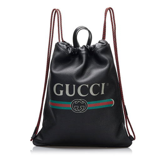 Gucci Black Leather Backpack
