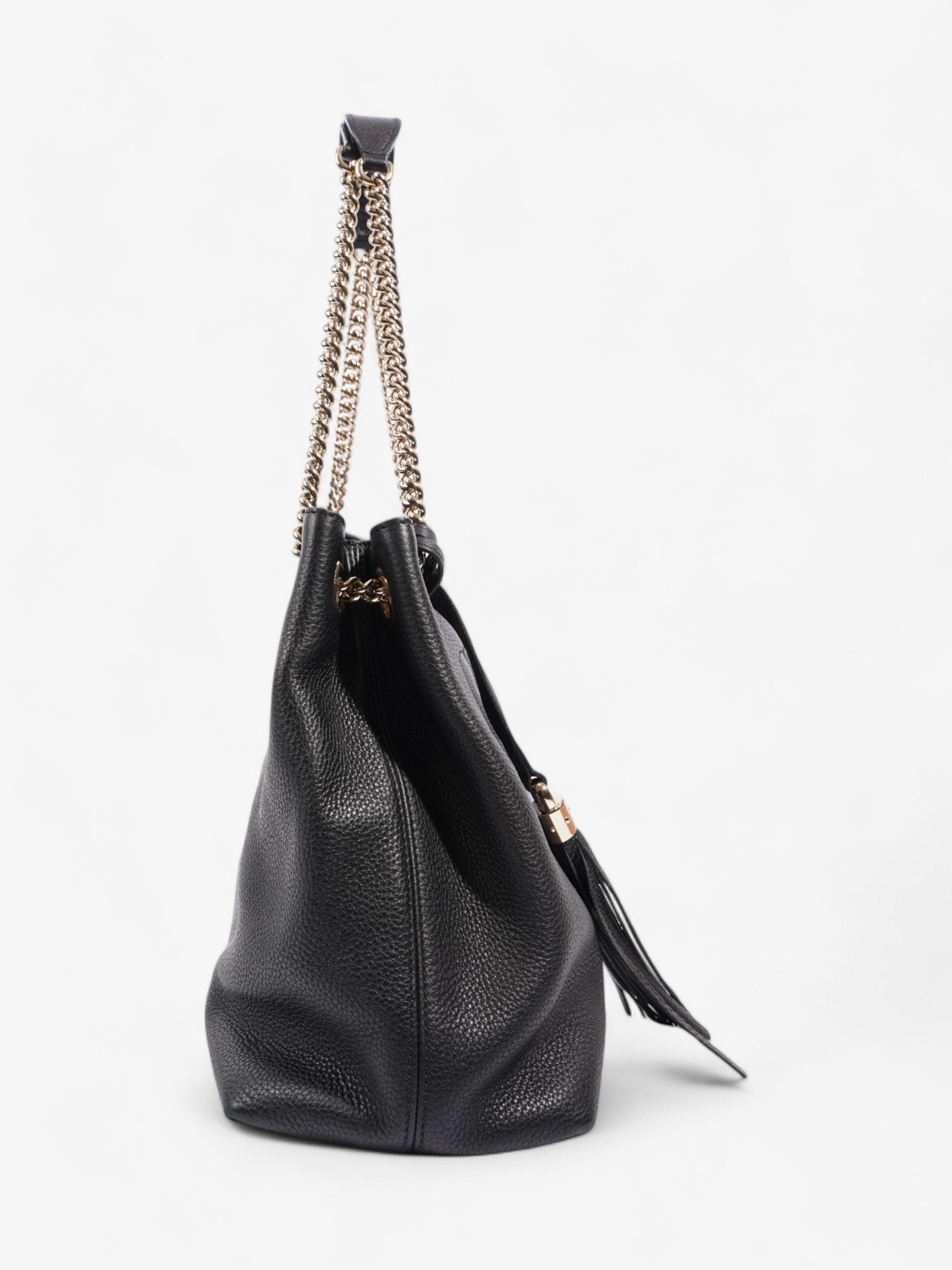 Gucci Soho Chain Tote Black Grained Leather Medium