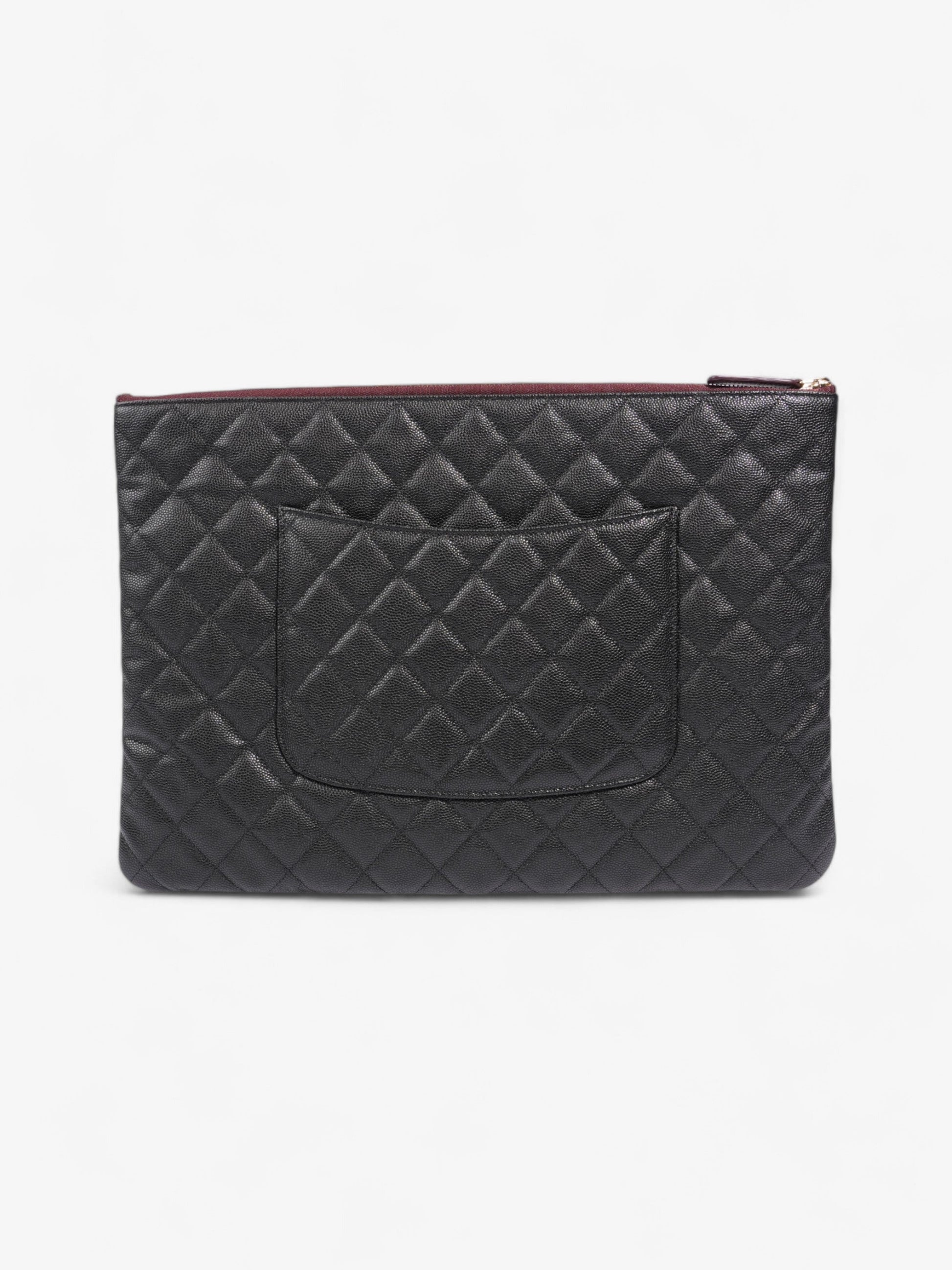 Chanel Clutch Pouch Black Caviar Leather Large